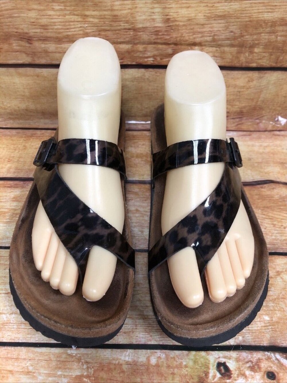 NAOT Womens 40 /9 Leopard Print Thong Slide Sandals Buckled Cross Strap (3F24)